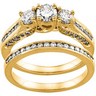Three Stone 1.1 CTW Engagement Ring with .2 CTW Band Ref 522122