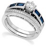 Genuine Sapphire and Diamond Engagement Ring with Band .46 CTW Ref 193614