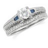 Genuine Sapphire and Diamond Engagement Ring with Band .38 CTW Ref 607541