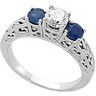 Genuine Sapphire Accent Semi Set Bridal Engagement Ring Ref 837969