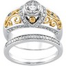 Two Tone Round .25 CTW Engagement Ring with .1 CTW Band Ref 107436