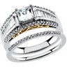 Princess Two Tone .75 CTW Engagement Ring with .1 CTW Band Ref 654334