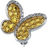 Genuine Yellow Sapphire and Diamond Butterfly Brooch .1 CTW Ref 501264