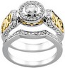 Two Tone 3/4 carat TW Diamond Bridal Engagement Ring with 1/6 carat TW Matching Band  | SKU 64936