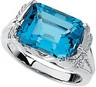 Emerald Cut Swiss Blue Topaz and Dragonfly Ring 12 x 10mm Ref 476828