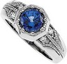 Chatham Created Blue Sapphire and Diamond Ring 6.5mm .08 CTW Ref 794723