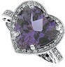 Heart Shaped Genuine Amethyst and Diamond Ring 12 x 12 .17 CTW Ref 179885