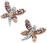 Genuine Pink Sapphire and Diamond Dragonfly Earrings .04 CTW Ref 327554