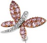 Genuine Pink Sapphire and Diamond Dragonfly Brooch .06 CTW Ref 689095