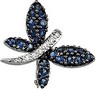 Genuine Blue Sapphire and Diamond Brooch .06 CTW Ref 862085