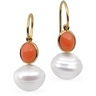 South Sea Circle Pearl and Genuine Coral Earrings 11mm Ref 431052