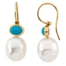 South Sea Circle Pearl and Turquoise Earrings 7 x 5mm Ref 166257