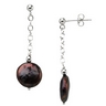 Freshwater Cultured Black Coin Pearl Station Earrings 12 to 13mm Ref 904908