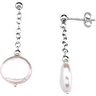 Freshwater Cultured White Coin Pearl Earrings 12 to 13mm Ref 454417