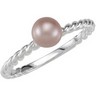 Stackable Fashion 6mm Pink Glass Pearl On Twisted Band Ref 709990