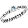 Stackable Fashion Ring Oxi Double Twisted 4mm Round Bezel Aqua CZ Ref 989845