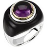 Genuine Onyx and Amethyst Dome Ring Ref 204428