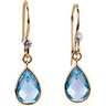 Genuine Swiss Blue Topaz and Diamond Earrings Ref 898478