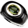 Genuine Peridot and Onyx Dome Ring Ref 295217