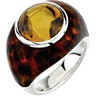 Genuine Honey Quartz Ring with Leopard Print Enamel Ref 367424
