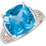 Genuine Swiss Blue Topaz and Diamond Ring Ref 562811