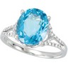 Genuine Swiss Blue Topaz and Diamond Ring Ref 387543