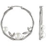 Freshwater Cultured Pearl and Diamond Hoop Earrings Ref 480189
