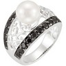 Freshwater Cultured Pearl and Black Spinel Ring Ref 347012
