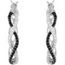 Genuine Black Spinel and Diamond Hoop Earrings Ref 386193