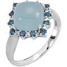 Genuine Milky Aquamarine, London Blue Topaz and Diamond Ring Ref 506933