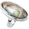 Genuine Abalone Doublet with White Quartz Checkerboard Top Ring Ref 659318