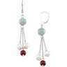 Freshwater Cultured Pearl, Red Agate and Jade Earrings Ref 262335