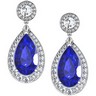 Lab Created Blue Sapphire and Diamond Earrings Ref 471419