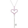 Genuine Pink Sapphire Heart Key 18 inch Necklace Ref 344175