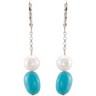 Freshwater Cultured Pearl and Genuine Turquoise Earrings Ref 232250