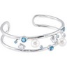 Pearl, Swiss Blue Topaz and Crystal Cuff Bracelet Ref 817386