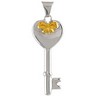 Key and Heart Design Pendant with Yellow Plated Bow Ref 350496