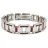 Stainless Steel Bracelet with Red Rubber Accents Ref 897281