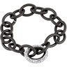 Sterling Silver Link Bracelet with Black Lacquer Ref 406866