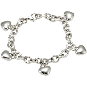Amalfi Stainless Steel Heart Charm Bracelet Ref 203023 Amalfi Stainless Steel Heart Charm Bracelet Ref 203023