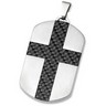 Stainless Steel Dog Tag Pendant with Carbon Fiber Cross and G lock Ref 444804