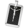 Crucifix Dog Tag Pendant with Black Carbon Fiber Center Ref 217007