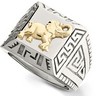 Stainless Steel Ring with 10kt Yellow Elephant and Greek Key Ref 169776