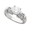 Platinum Engagement Ring with Baguette Accents and Matching Band Ref 414888