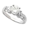 Platinum Engagement Ring with Baguette Accents and Matching Band Ref 169412