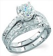 Platinum Diamond Hand Engraved Engagement Ring 1 Carat Ref 261494