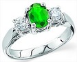 Platinum 7x5 Genuine Emerald & 3/8 Carat TW Diamond Ring | SKU: P-61467