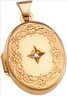 14KY .01 carat 20.75 x 17 mm Diamond Oval Locket | Holds 4 Pictures | SKU: MF-21945