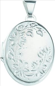 SS 20.75 x 16 mm Oval Locket with Stripe Design on Back