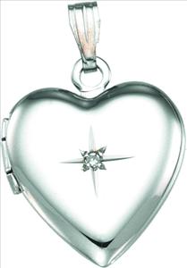 SS .01 Carat 14.5 x 15 mm Diamond Heart Locket